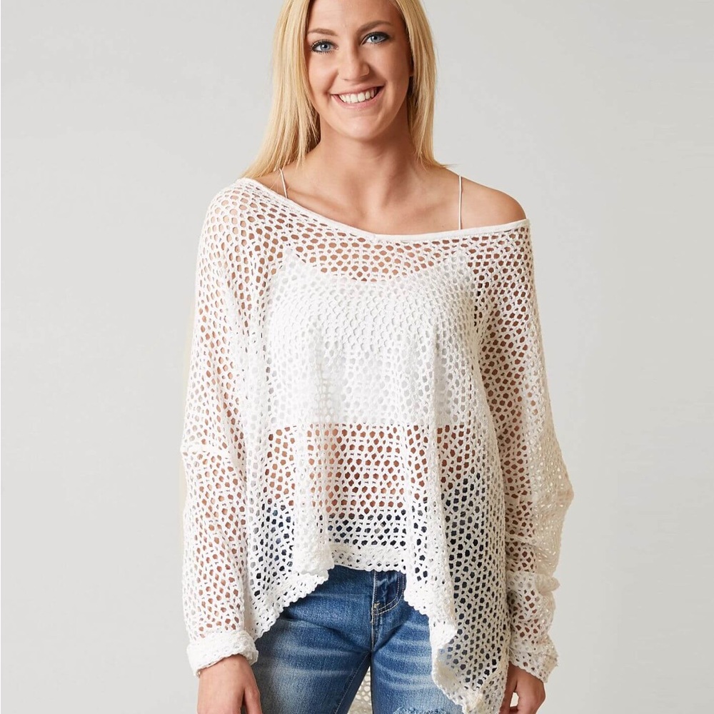NWT Black Free People Crochet Sweater